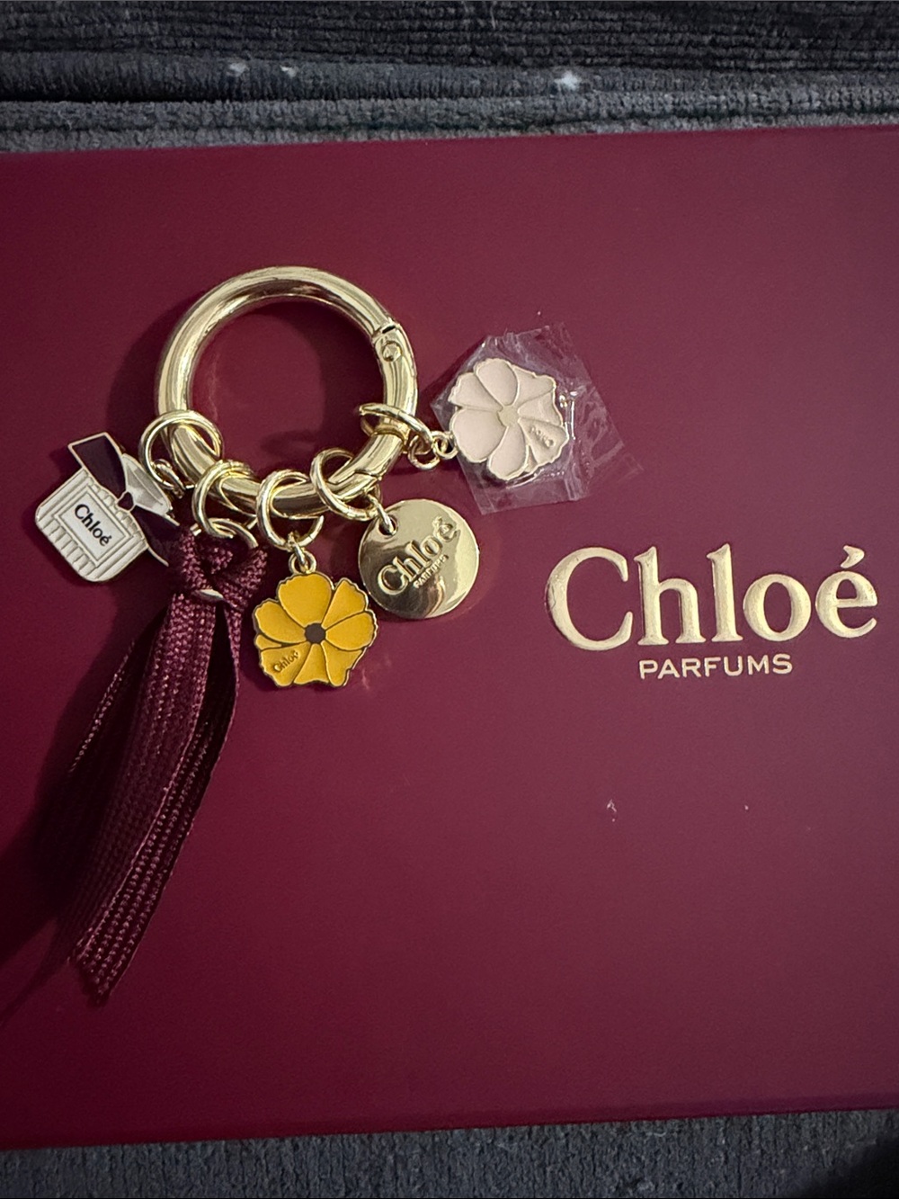 Chloé GWP Charm Keychain – 4 Charms + Ribbon